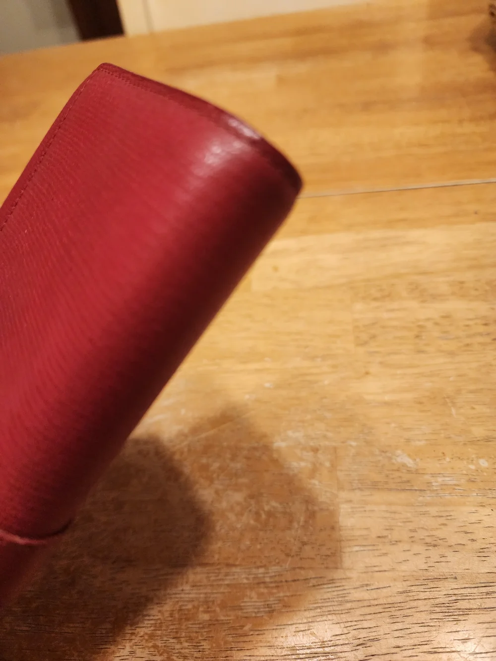red textured leather Yves Saint Laurent Y-Line wallet gold-tone hardware
